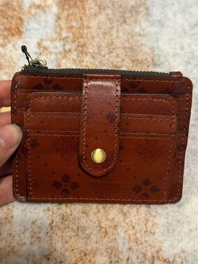 Patricia Nash Brown Floral Leather Card Wallet